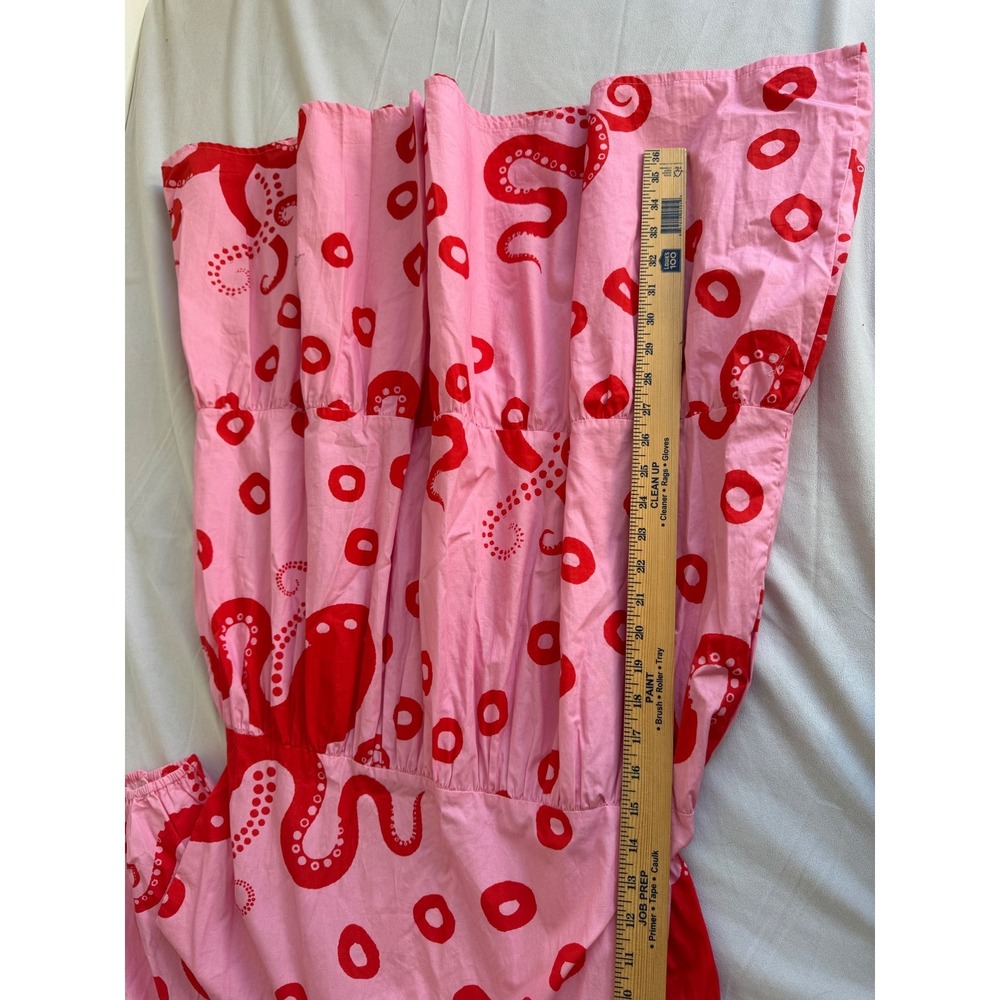 Maude Vivante Pink Red Octopus Molly Cotton Tiered Mini Dress XL‎ Fit Flare Puff - Picture 10 of 10